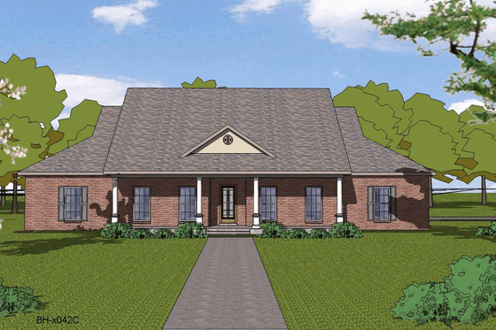 Exterior - Front Elevation for Southern House Plan #8-170 - 4 bed, 2.5 bath
