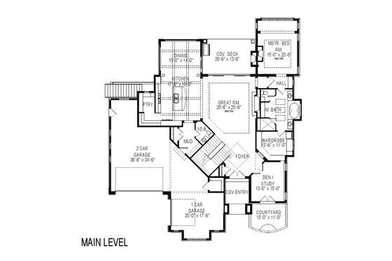 Floor Plan - Main Floor for Contemporary House Plan #920-85 - 7 bed, 5.5 bath