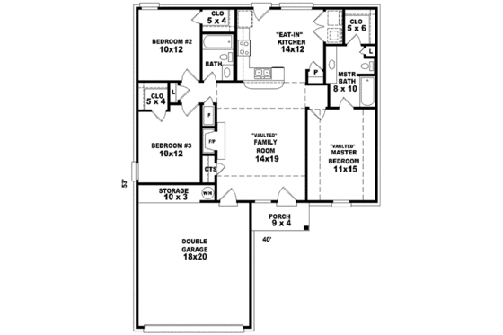 Floor Plan - Main Floor for Traditional House Plan #81-685 - 3 bed, 2 bath