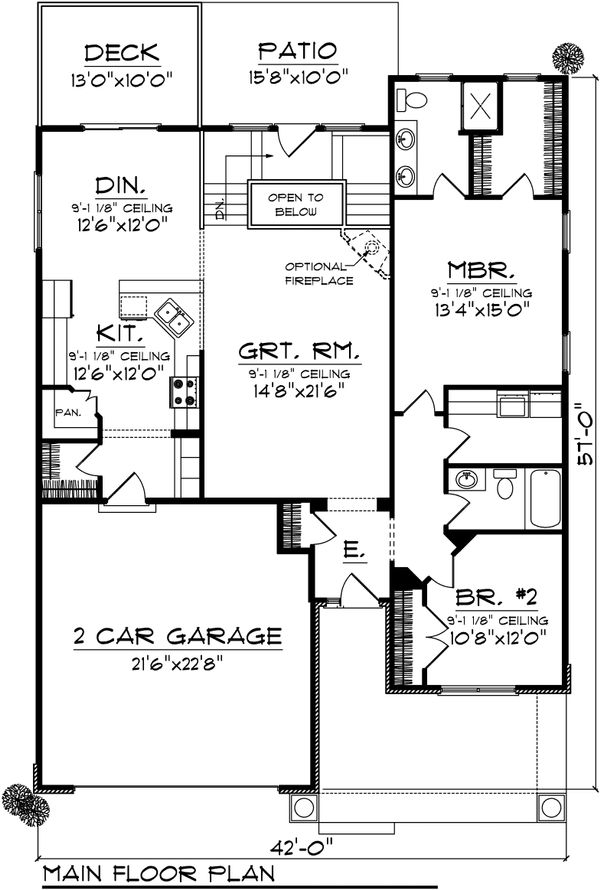 House Plan Design - Ranch Floor Plan - Main Floor Plan #70-1026