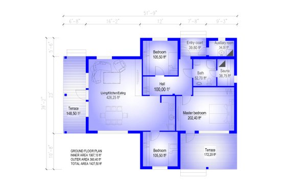 Floor Plan - Main Floor for Cabin House Plan #549-25 - 3 bed, 1 bath