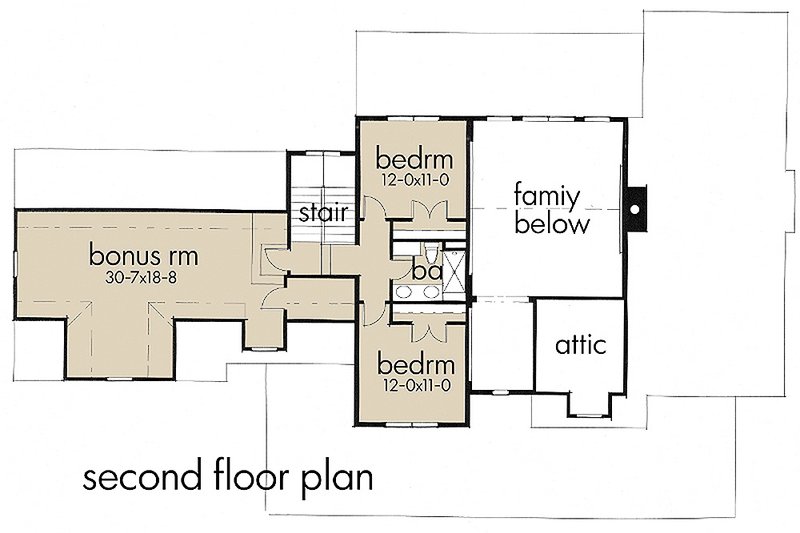 House Design - Country style house plan, upper level floor plan