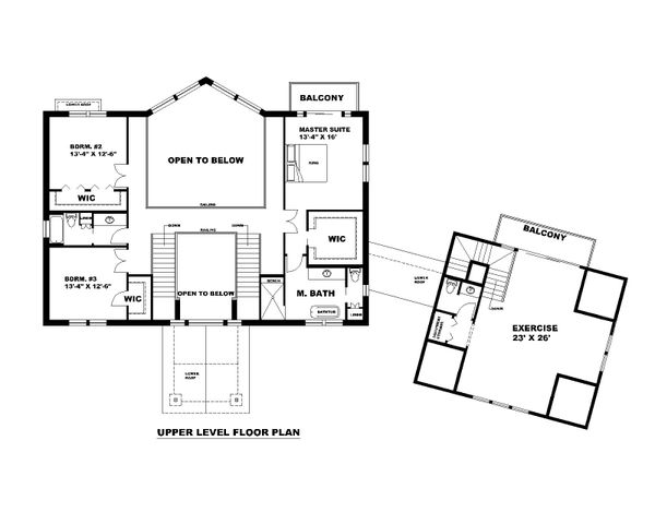 House Design - Traditional Floor Plan - Upper Floor Plan #117-907