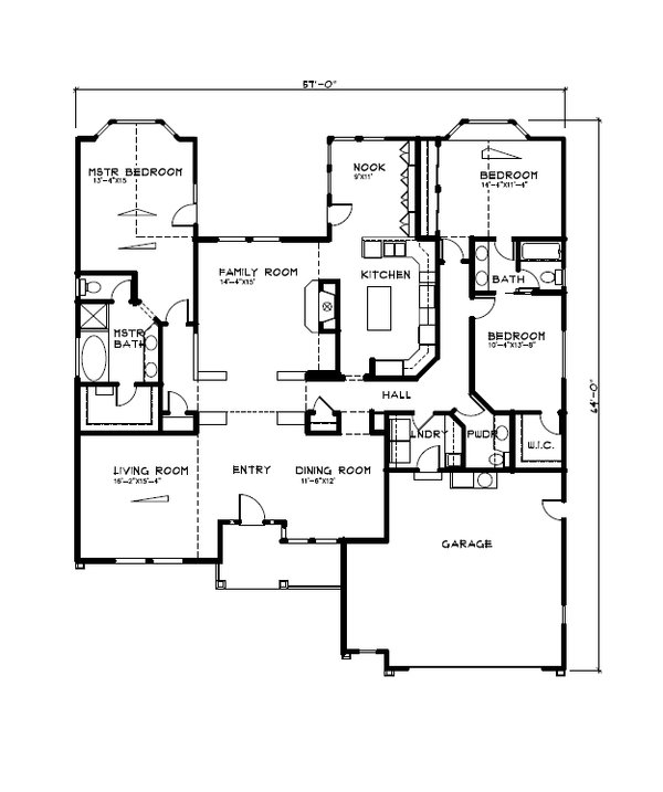 Floor Plan - Main Floor for Mediterranean House Plan #515-68 - 3 bed, 2.5 bath
