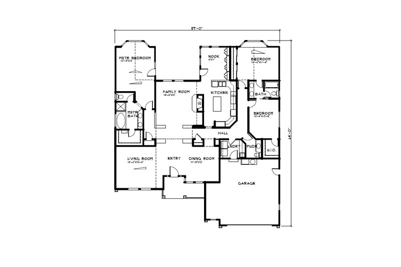 Architectural House Design - Floor Plan - Main Floor for Mediterranean House Plan #515-68 - 3 bed, 2.5 bath