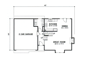 Floor Plan - Main Floor for Traditional House Plan #67-643 - 3 bed, 2 bath