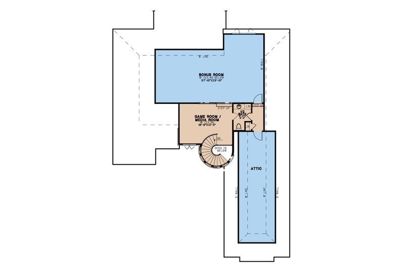 House Blueprint - Floor Plan - Upper Floor for European House Plan #923-202 - 3 bed, 2.5 bath