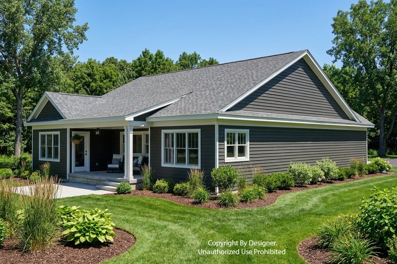 Dream House Plan - Exterior - Rear Elevation for Ranch House Plan #51-1583 - 3 bed, 2.5 bath