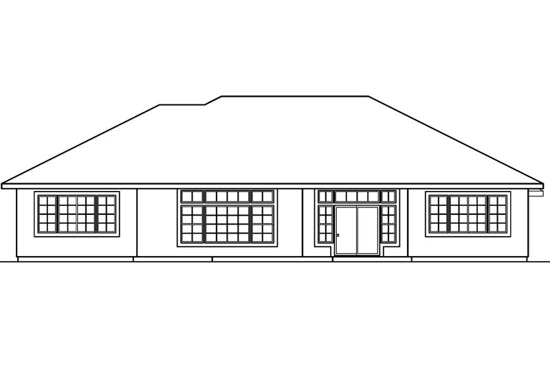 Home Plan - Exterior - Rear Elevation for Mediterranean House Plan #124-502 - 3 bed, 2 bath