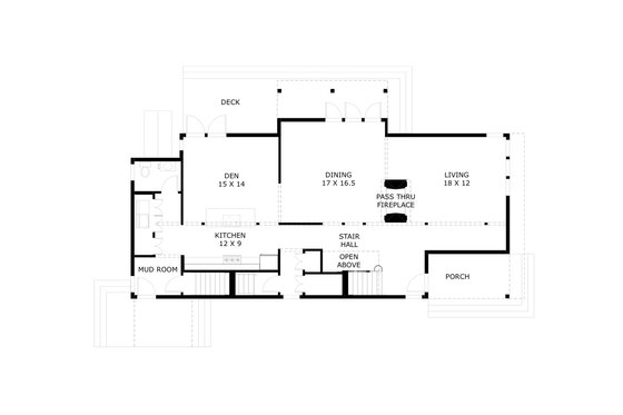 Floor Plan - Main Floor for Craftsman House Plan #925-4 - 5 bed, 3.5 bath