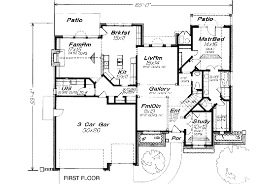 Floor Plan - Main Floor for European House Plan #310-184 - 4 bed, 3.5 bath