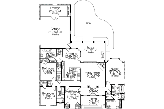 Floor Plan - Main Floor for European House Plan #406-9622 - 3 bed, 2.5 bath