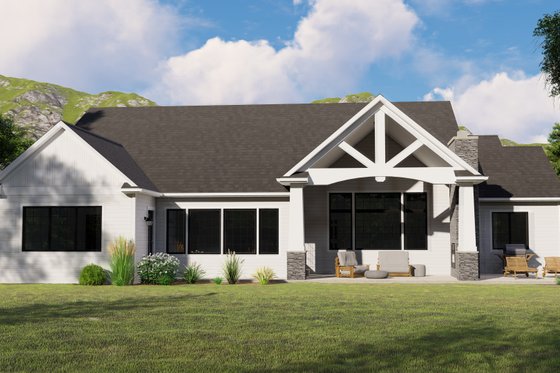 Exterior - Rear Elevation for Craftsman House Plan #1064-12 - 4 bed, 2.5 bath