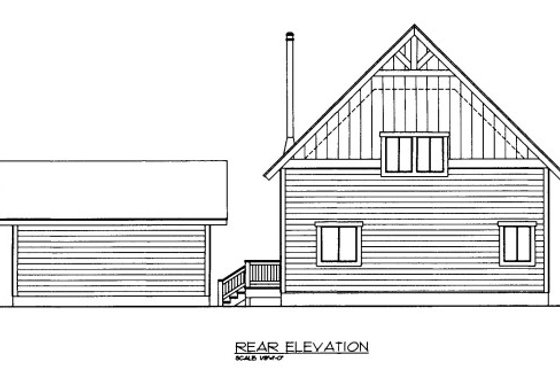 Exterior - Rear Elevation for Cabin House Plan #117-760 - 2 bed, 2.5 bath