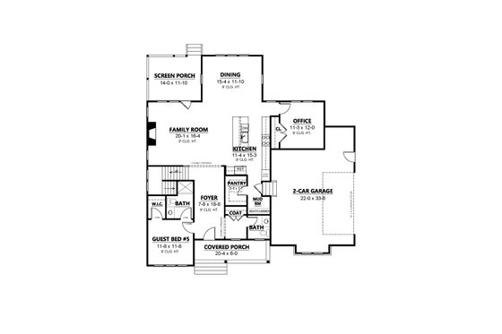 Floor Plan - Main Floor for Country House Plan #1080-7 - 5 bed, 4.5 bath
