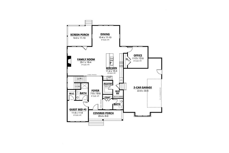 Home Plan - Floor Plan - Main Floor for Country House Plan #1080-7 - 5 bed, 4.5 bath