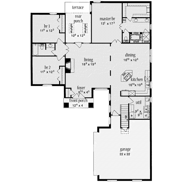 Home Plan - Southern Floor Plan - Main Floor Plan #36-429