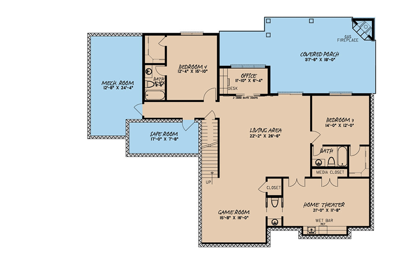Architectural House Design - Floor Plan - Lower Floor for European House Plan #923-95 - 4 bed, 4.5 bath
