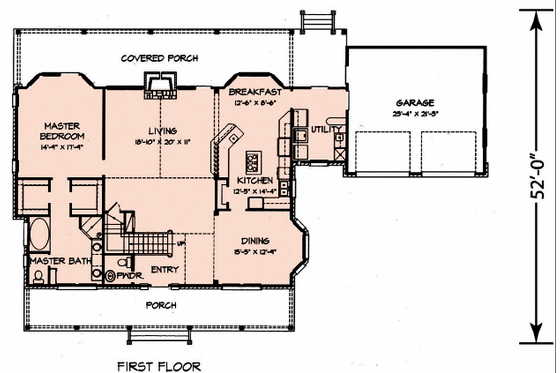 Floor Plan - Main Floor for Country House Plan #140-152 - 3 bed, 2.5 bath