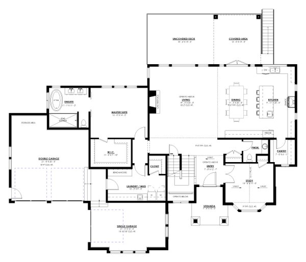 House Blueprint - Craftsman Floor Plan - Main Floor Plan #1114-80