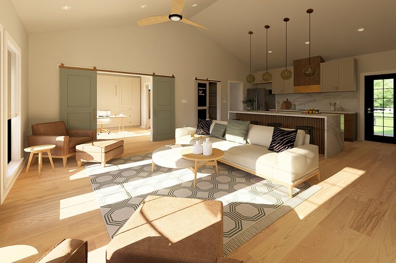 Dream House Plan - Interior - Family Room for Farmhouse House Plan #126-238 - 2 bed, 2 bath