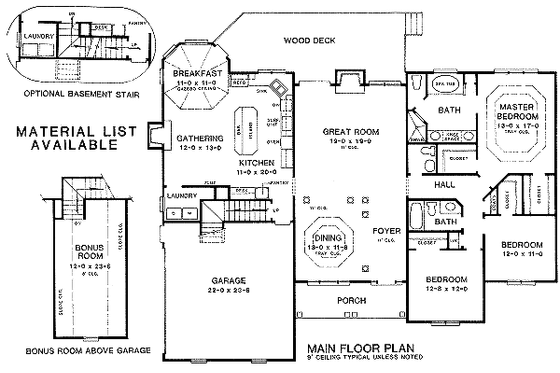 Floor Plan - Main Floor for European House Plan #10-102 - 3 bed, 2 bath