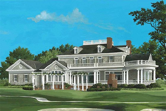 Exterior - Rear Elevation 1 for Southern House Plan #137-186 - 4 bed, 5.5 bath