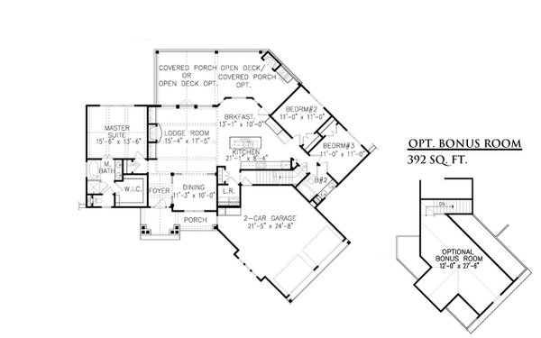 Architectural House Design - Floor Plan - Main Floor for Country House Plan #54-459 - 3 bed, 2 bath
