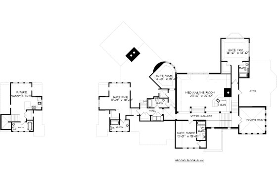 Floor Plan - Upper Floor 1 for Tudor House Plan #413-127 - 5 bed, 6 bath