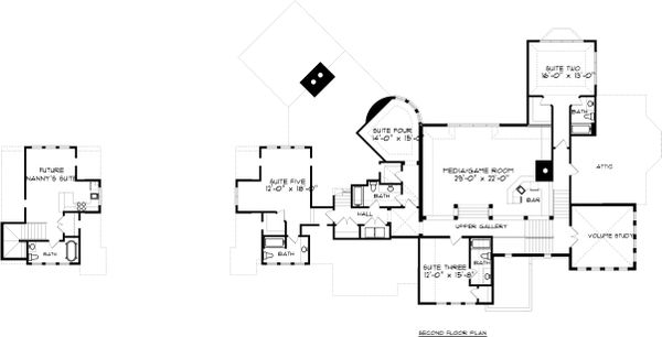 Architectural House Design - Tudor Floor Plan - Upper Floor Plan #413-127