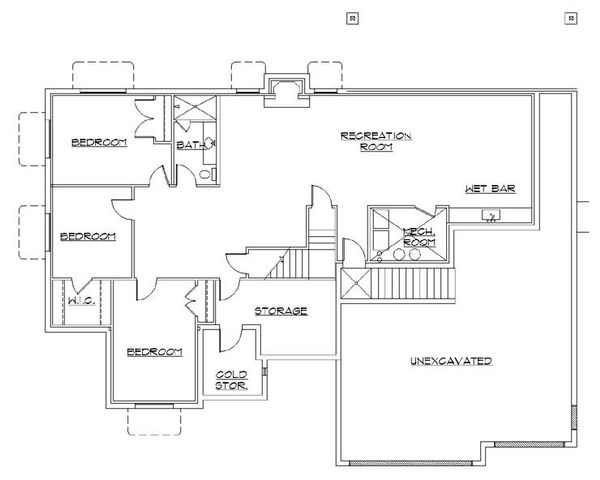 House Plan Design - Traditional Floor Plan - Lower Floor Plan #5-260