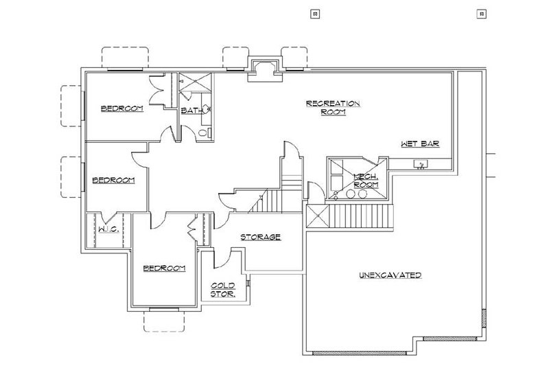 Architectural House Design - Floor Plan - Lower Floor for Traditional House Plan #5-260 - 6 bed, 3.5 bath