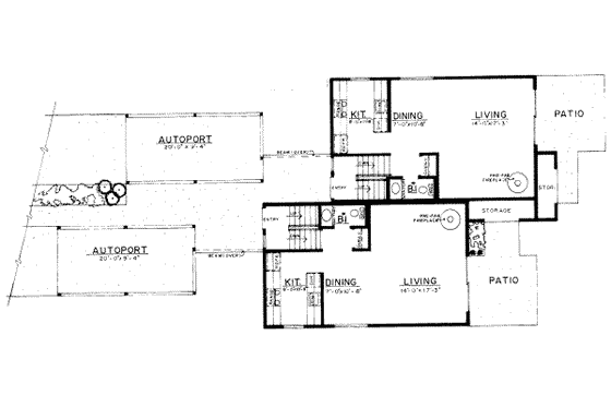 Floor Plan - Main Floor for Modern House Plan #303-140 - 2 bed, 1.5 bath