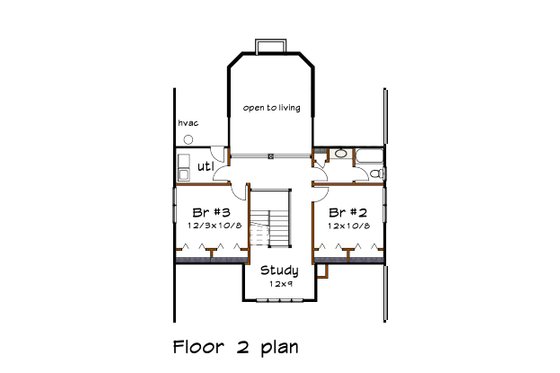 Floor Plan - Upper Floor for Craftsman House Plan #79-234 - 3 bed, 2.5 bath