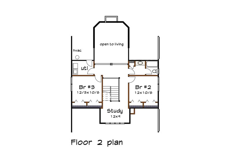 House Blueprint - Floor Plan - Upper Floor for Craftsman House Plan #79-234 - 3 bed, 2.5 bath