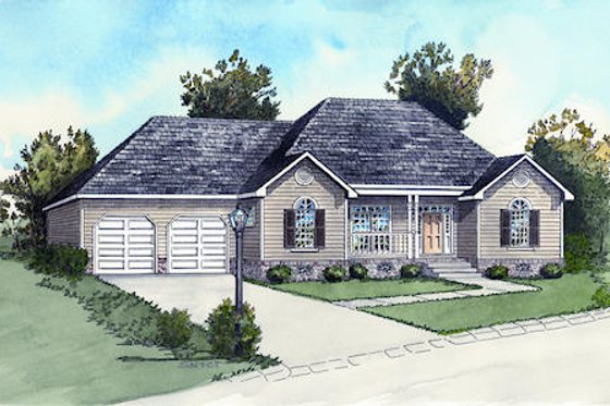 Exterior - Front Elevation for Country House Plan #16-287 - 2 bed, 2 bath