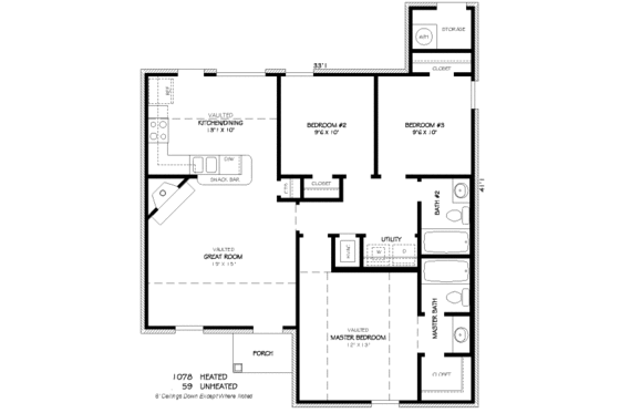 Floor Plan - Main Floor for Traditional House Plan #424-238 - 3 bed, 2 bath