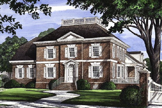 Exterior - Front Elevation 1 for Colonial House Plan #137-108 - 4 bed, 3 bath