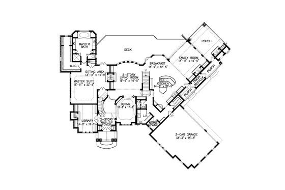 Floor Plan - Main Floor for European House Plan #54-425 - 4 bed, 4.5 bath