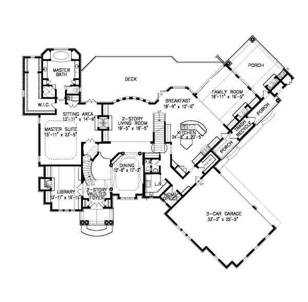 Architectural House Design - European Floor Plan - Main Floor Plan #54-425