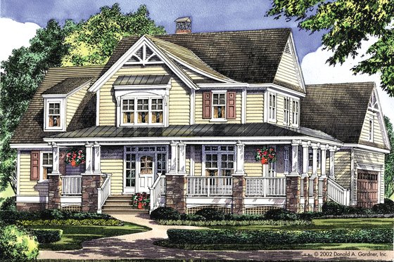 Exterior - Front Elevation 5 for Country House Plan #929-19 - 4 bed, 2.5 bath