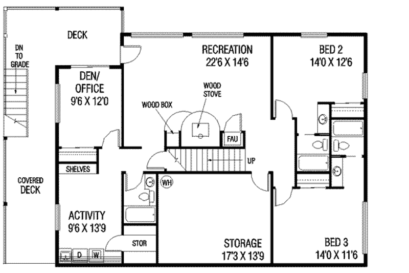 House Plan Design - Floor Plan - Lower Floor for Ranch House Plan #60-487 - 4 bed, 4 bath