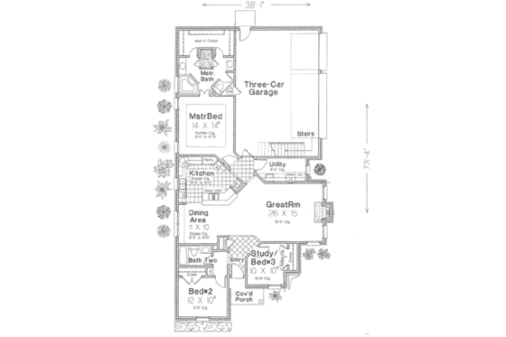 Floor Plan - Main Floor for Traditional House Plan #310-295 - 3 bed, 2 bath