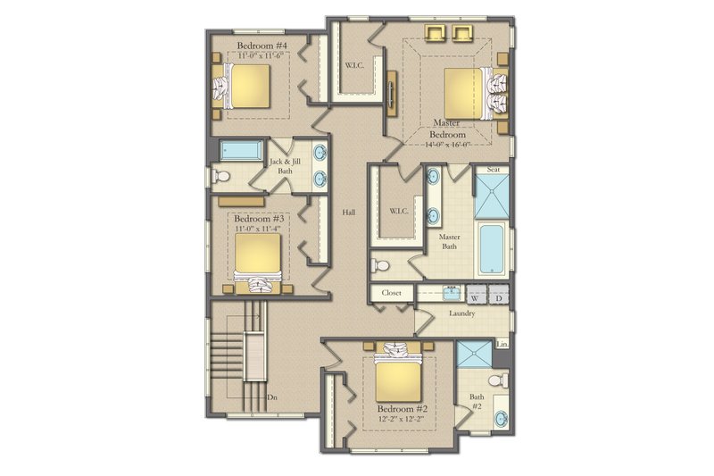 Architectural House Design - Floor Plan - Upper Floor for Farmhouse House Plan #1057-28 - 4 bed, 3.5 bath