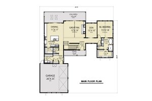 Floor Plan - Main Floor for Modern House Plan #1070-125 - 3 bed, 2.5 bath