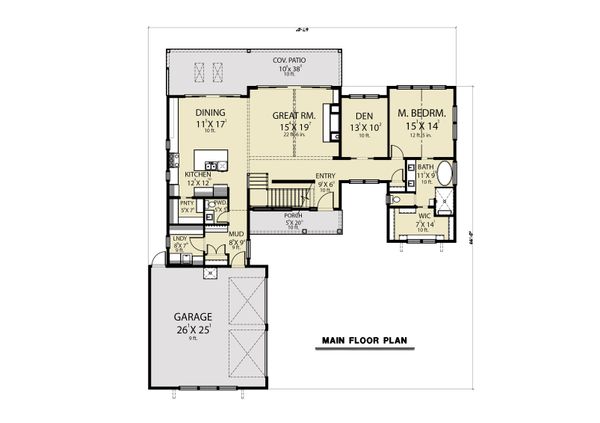 Modern Floor Plan - Main Floor Plan #1070-125