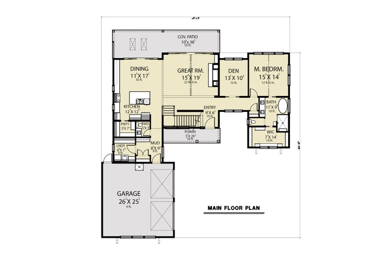 House Plan Design - Floor Plan - Main Floor for Modern House Plan #1070-125 - 3 bed, 2.5 bath