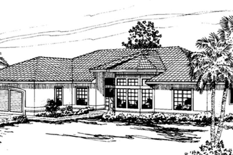 Home Plan - Mediterranean Exterior - Front Elevation Plan #124-229