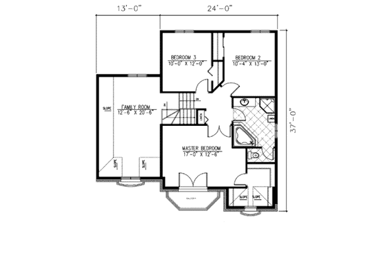 Floor Plan - Upper Floor for European House Plan #138-250 - 3 bed, 2.5 bath