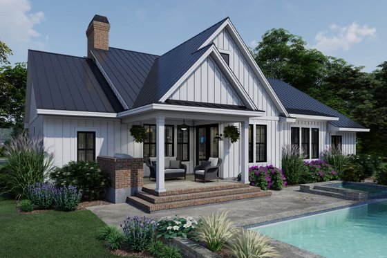 Exterior - Rear Elevation for Farmhouse House Plan #120-263 - 4 bed, 3 bath